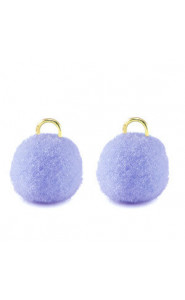 Pompom charm with loop 10mm - Gold-periwinkle purple